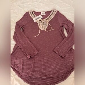 Size Small Ella Mara Crochet Neckline Tunic Top NWT